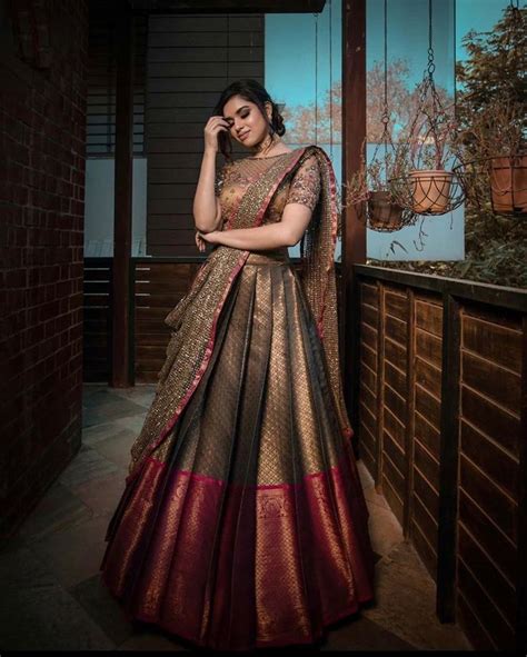 40 Elegant Half Saree Lehenga Designs For The South Indian Brides ...