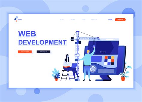 Modern flat web page design template concept of Web Development decorated people character for ...