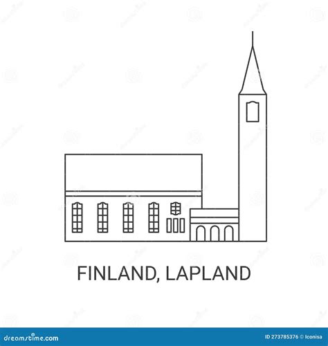 Finland, Lapland Travel Landmark Vector Illustration Stock Vector ...