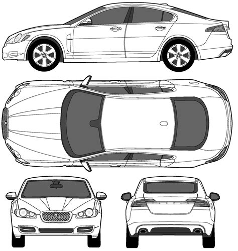 2008 Jaguar XF Sedan blueprints free - Outlines