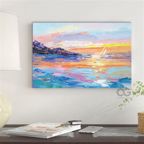 Coastal Abstract Canvas Painting Large Coastal Wall Art Framed - Etsy