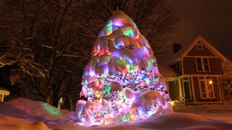 Magical Snowy Christmas Tree HD Wallpaper