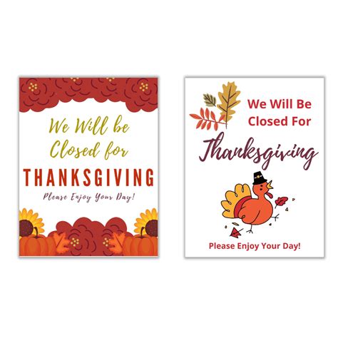 Closed for Thanksgiving Signs - Free Printables - Add A Little Adventure