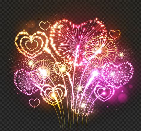 HD Beautiful Love Valentine Hearts Fireworks PNG | Citypng