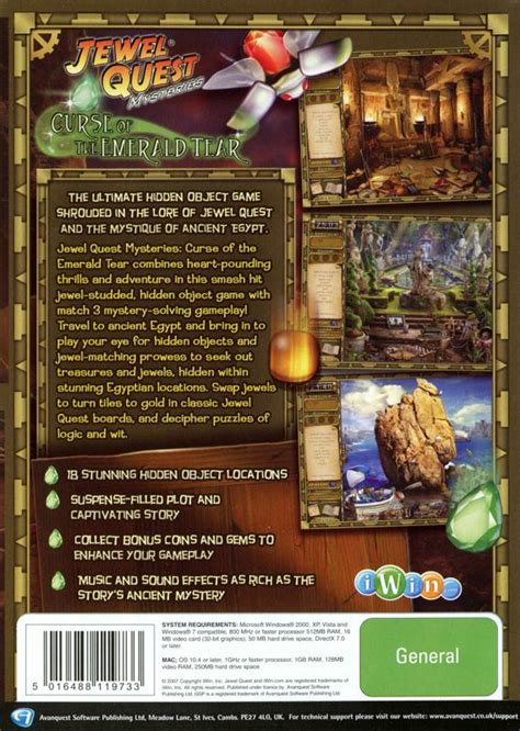 Jewel Quest Mysteries: Curse of the Emerald Tear (2008) Windows box ...