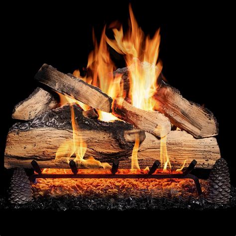 18-Inch Sure Heat Mountain Oak Vented Dual Burner Log Set for Natural Gas Fireplace or Parts ...