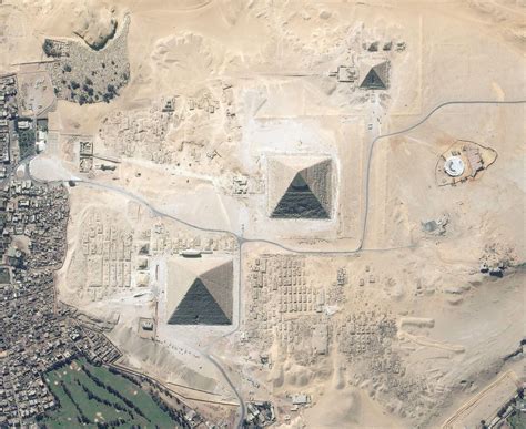 Picture from space of the Great Pyramids of Gisa. These are the largest ...