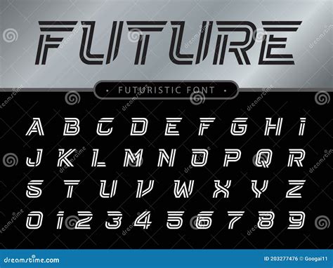 Vector of Futuristic Alphabet Letters and Numbers, Future Techno Stylized Font Stock Vector ...