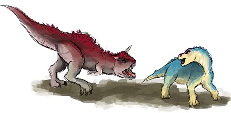 carnotaur v iguanodon by painted-flamingo on DeviantArt