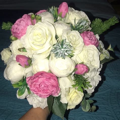 Pink Magnolia | Accessories | Nwt Beautiful Bridal Bouquet Handmade | Poshmark