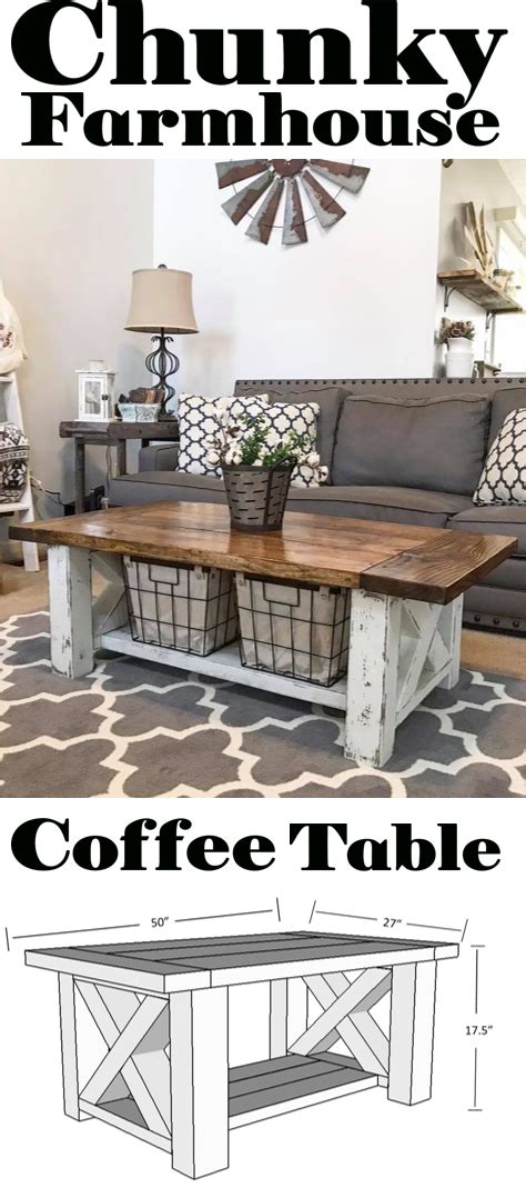 DIY Chunky Farmhouse Coffee Table - Coffee Table Plans | Farm house living room, Modern ...