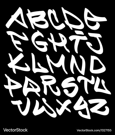 Graffiti font alphabet letters hip hop type Vector Image