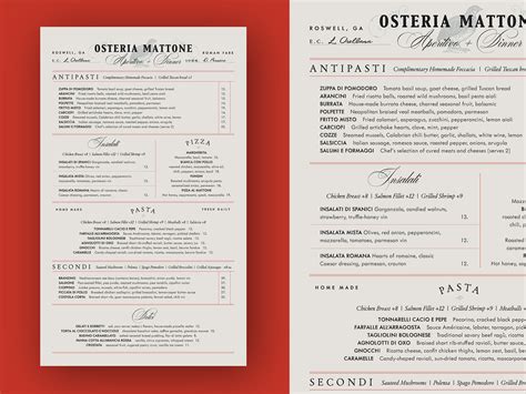 Osteria Mattone menu by Val Waters for 48 Savvy Sailors on Dribbble