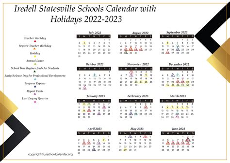 Iredell Statesville Schools Calendar with Holidays 2022-2023