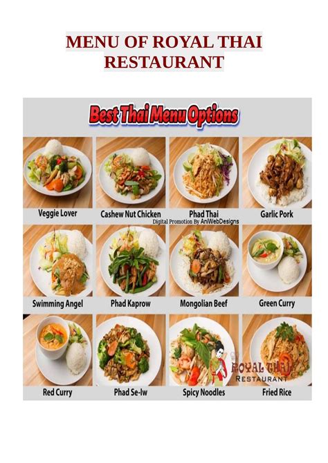 Menu of royal thai restaurant by royalthai - Issuu