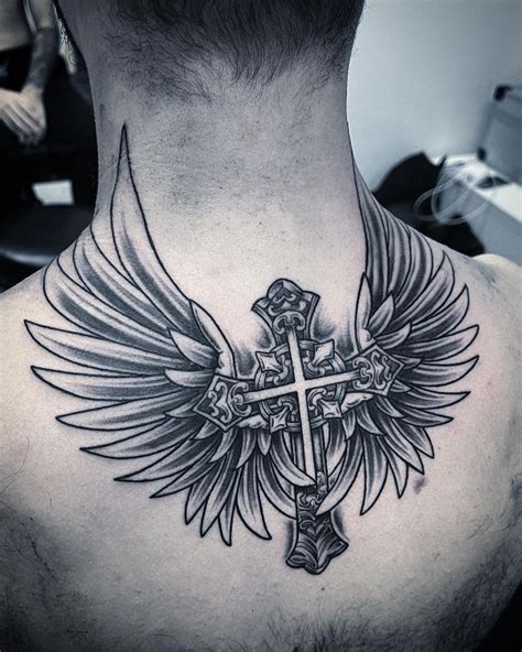 Cross With Wings Tattoo Designs For Men