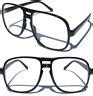 OVERSIZE Retro Clear Lens Eye Glasses Bold Black Frame Aviator Retro Classic | eBay