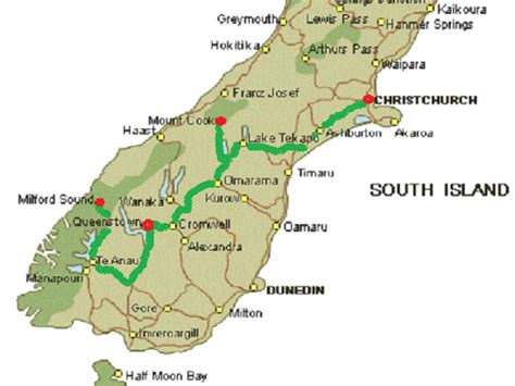 New Zealand South Island Road Map