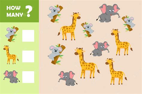 Premium Vector | Educational counting game for preschool kids with animals kids puzzle concept ...