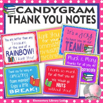 Candy Gram Thank You Notes Book Theme - 12 Different - Teacher ...