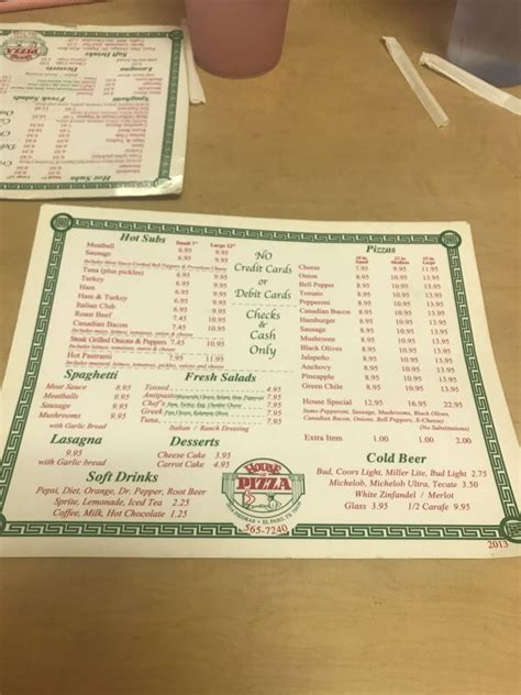 Menu at House of Pizza pizzeria, El Paso, N Piedras St