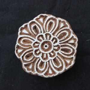 Floral Fabric Print Stamp Hand Carved Fabric Stamp Flower Fabric Stamp Carve Textile Printing ...