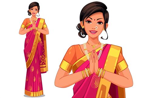 Woman in traditional Indian clothing 1265644 Vector Art at Vecteezy