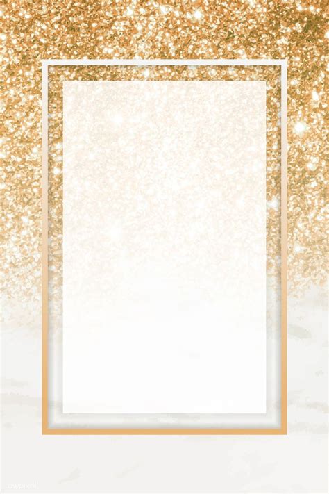 Download premium vector of Gold rectangle frame on glittery background ...