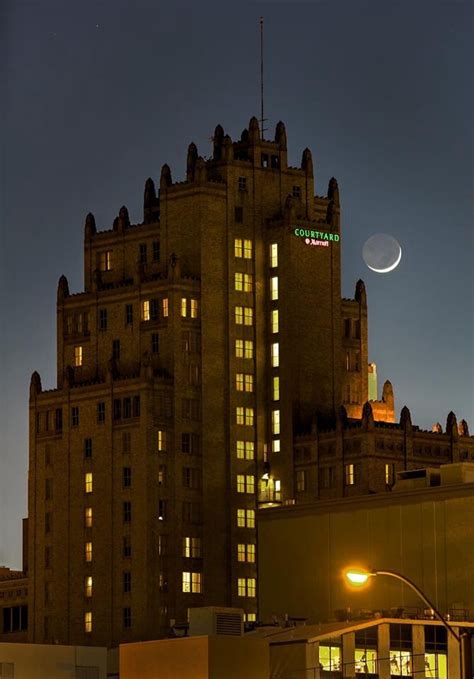 Courtyard by Marriott hotel in downtown Fort Worth with beautiful moon in background ...