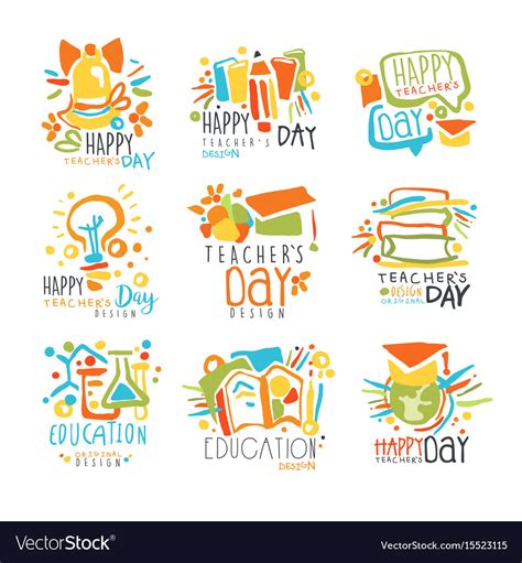 Happy teachers day labels set of logo graphic Vector Image