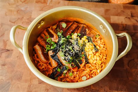 Spicy Vegan Korean Ramen Recipe With Bacon and Sausage