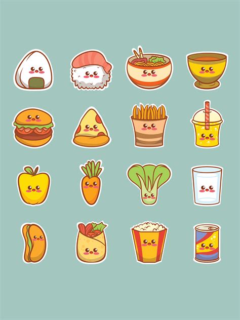 Set of cute breakfast food cartoon character sticker 4267552 Vector Art ...