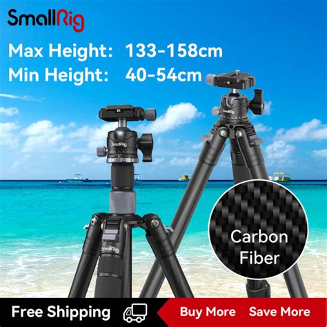 SmallRig Travel Carbon Fiber Tripod with Center Column Ball Head (Max Load 12 kg) Adjustable ...