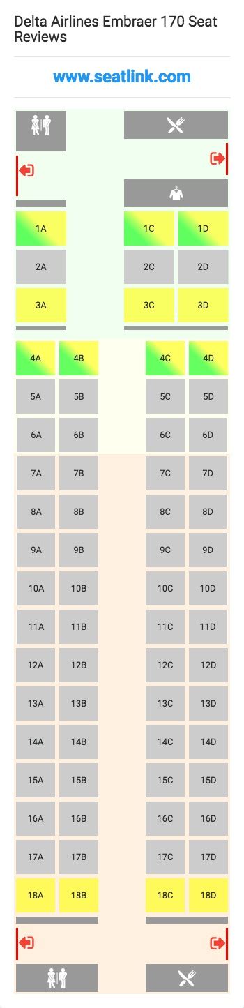 Delta Airlines Embraer 170 Seating Chart - Updated July 2022 - SeatLink