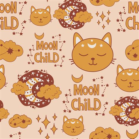 Retro mystical cat seamless pattern 20582088 Vector Art at Vecteezy