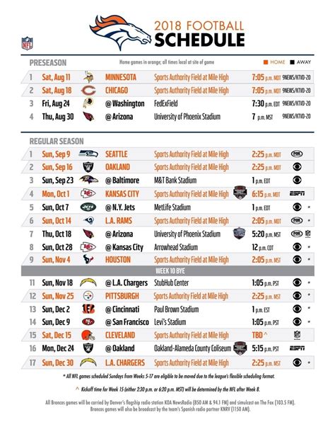 Printable Broncos Schedule 2023 Pdf