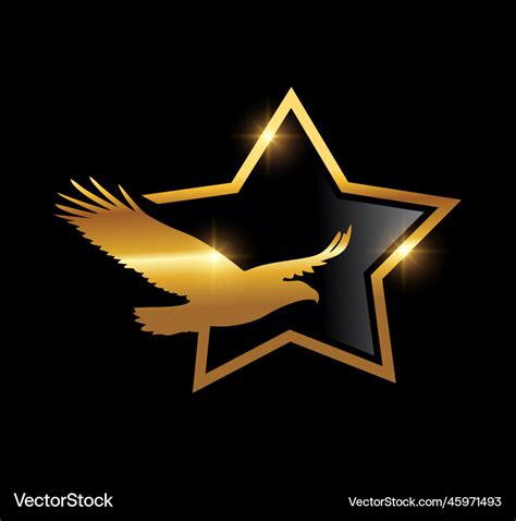 Golden flying eagle logo icon Royalty Free Vector Image