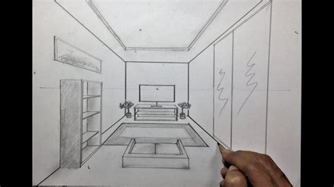 One Point Perspective Drawing Interior