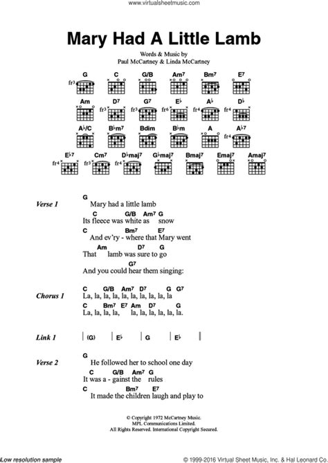 Wings: Mary Had A Little Lamb sheet music for guitar (chords)