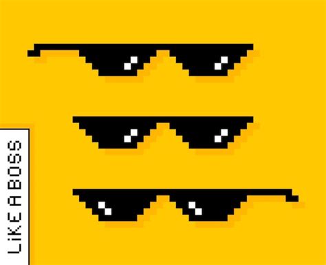 Premium Vector | Black pixel glasses like a boss meme mafia gangster funky logo vector ...