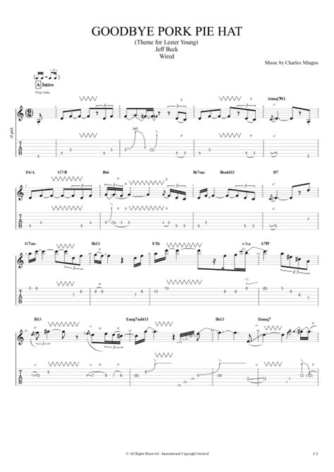 Goodbye Pork Pie Hat by Jeff Beck - Full Score Guitar Pro Tab | mySongBook.com