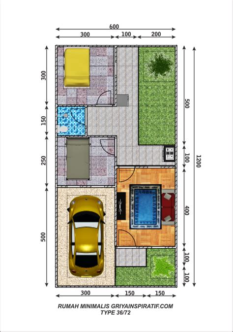 Gambar Denah Rumah Minimalis Type 36 72 Griya Inspiratif Gambar 2 di Rebanas - Rebanas