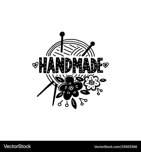 Handmade logo craft knitted product Royalty Free Vector