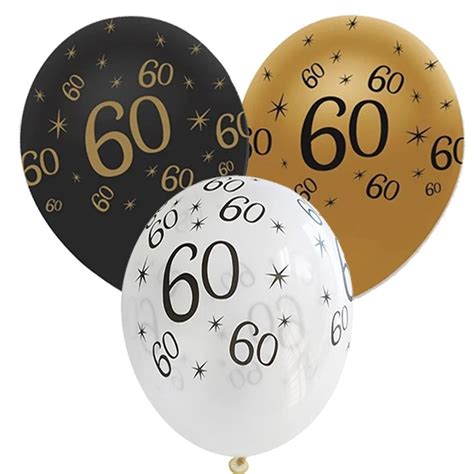 20pcs 12inch Anniversary 60 Latex Balloons 60th Happy Birthday Air Balloons Adult Birthday Decor ...