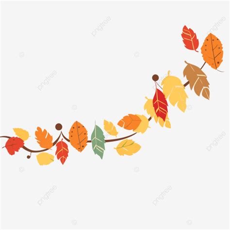 Fall Leaf Garland Clipart Colored String Of Leaves Extending From The ...