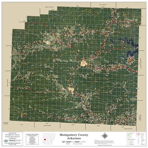 Montgomery County Arkansas 2023 Aerial Wall Map | Mapping Solutions