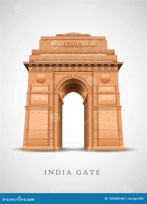 Indian Gate in Delhi Isolated on White. War Memorial Design. Vector Illustration Stock Vector ...