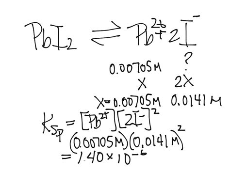 Ksp of lead II iodide | Science, Chemistry, Balancing Equations, Solubility | ShowMe