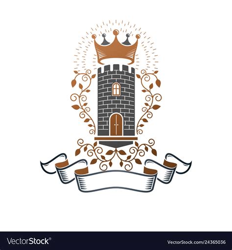 Ancient castle emblem heraldic coat arms Vector Image