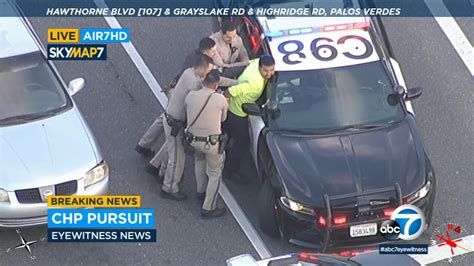 LA police chase: CHP box in suspect to end chase in Rancho Palos Verdes - ABC7 Los Angeles